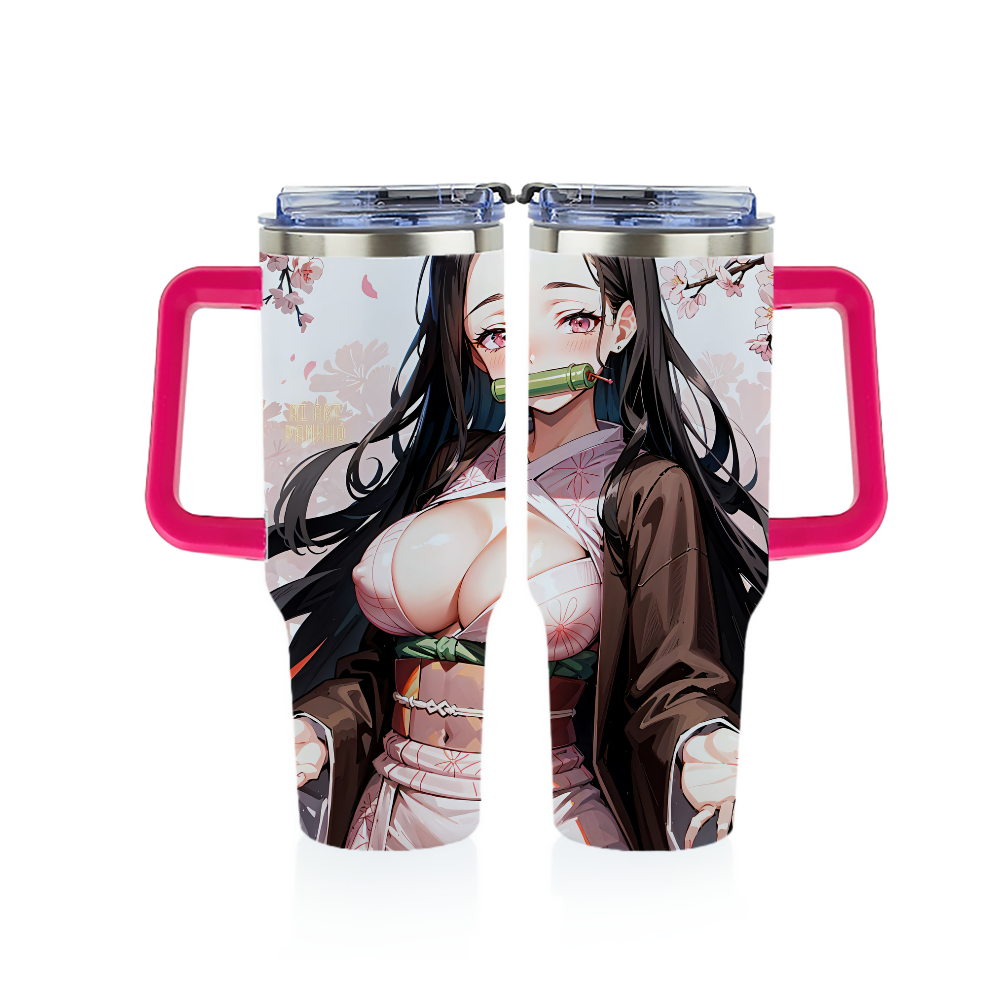 （画像用） 鬼滅の刃（きめつのやいば）竈門 禰󠄀豆子／かまど ねずこ Kamado Nezuko 1200ｍLフルプリント車用タンブラー